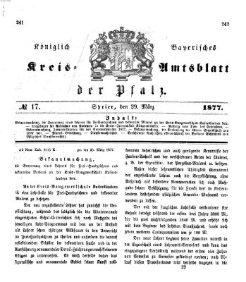 Königlich-bayerisches Kreis-Amtsblatt der Pfalz (Königlich bayerisches Amts- und Intelligenzblatt für die Pfalz) Donnerstag 29. März 1877