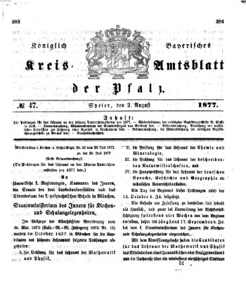 Königlich-bayerisches Kreis-Amtsblatt der Pfalz (Königlich bayerisches Amts- und Intelligenzblatt für die Pfalz) Donnerstag 2. August 1877