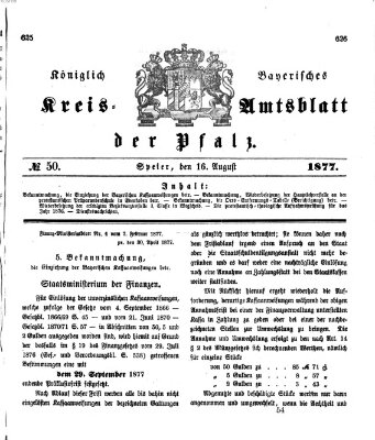 Königlich-bayerisches Kreis-Amtsblatt der Pfalz (Königlich bayerisches Amts- und Intelligenzblatt für die Pfalz) Donnerstag 16. August 1877