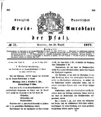 Königlich-bayerisches Kreis-Amtsblatt der Pfalz (Königlich bayerisches Amts- und Intelligenzblatt für die Pfalz) Montag 20. August 1877