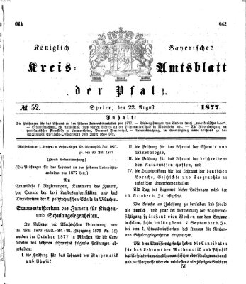 Königlich-bayerisches Kreis-Amtsblatt der Pfalz (Königlich bayerisches Amts- und Intelligenzblatt für die Pfalz) Mittwoch 22. August 1877