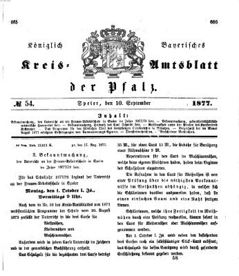 Königlich-bayerisches Kreis-Amtsblatt der Pfalz (Königlich bayerisches Amts- und Intelligenzblatt für die Pfalz) Montag 10. September 1877