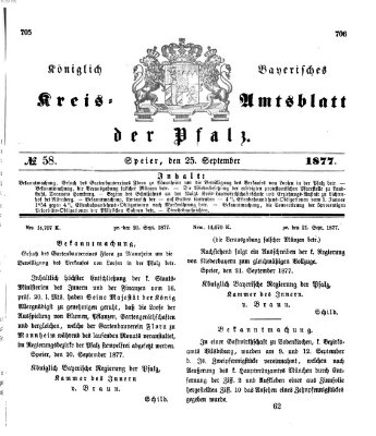 Königlich-bayerisches Kreis-Amtsblatt der Pfalz (Königlich bayerisches Amts- und Intelligenzblatt für die Pfalz) Dienstag 25. September 1877