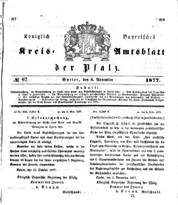 Königlich-bayerisches Kreis-Amtsblatt der Pfalz (Königlich bayerisches Amts- und Intelligenzblatt für die Pfalz) Donnerstag 8. November 1877