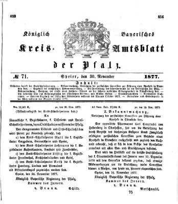 Königlich-bayerisches Kreis-Amtsblatt der Pfalz (Königlich bayerisches Amts- und Intelligenzblatt für die Pfalz) Freitag 30. November 1877