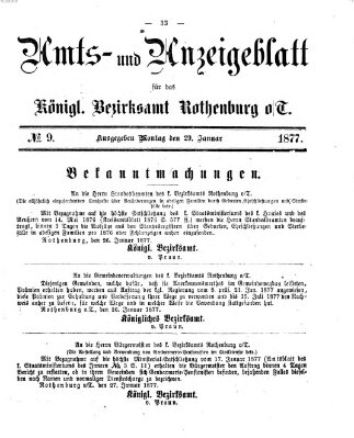 Amts- und Anzeigenblatt für das Königliche Bezirksamt Rothenburg o.T. (Amts- und Anzeigenblatt für die Stadt und das Königl. Bezirksamt Rothenburg) Montag 29. Januar 1877