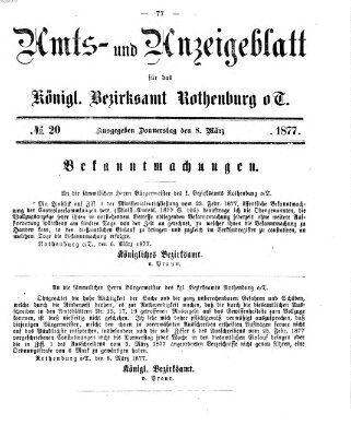 Amts- und Anzeigenblatt für das Königliche Bezirksamt Rothenburg o.T. (Amts- und Anzeigenblatt für die Stadt und das Königl. Bezirksamt Rothenburg) Donnerstag 8. März 1877