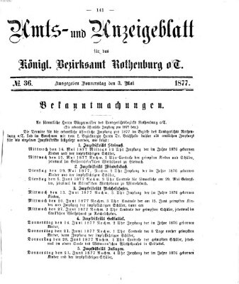 Amts- und Anzeigenblatt für das Königliche Bezirksamt Rothenburg o.T. (Amts- und Anzeigenblatt für die Stadt und das Königl. Bezirksamt Rothenburg) Donnerstag 3. Mai 1877