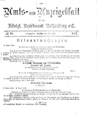 Amts- und Anzeigenblatt für das Königliche Bezirksamt Rothenburg o.T. (Amts- und Anzeigenblatt für die Stadt und das Königl. Bezirksamt Rothenburg) Freitag 11. Mai 1877