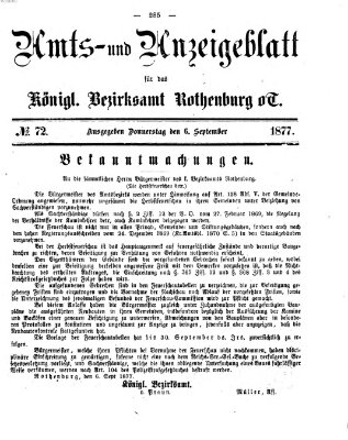 Amts- und Anzeigenblatt für das Königliche Bezirksamt Rothenburg o.T. (Amts- und Anzeigenblatt für die Stadt und das Königl. Bezirksamt Rothenburg) Donnerstag 6. September 1877