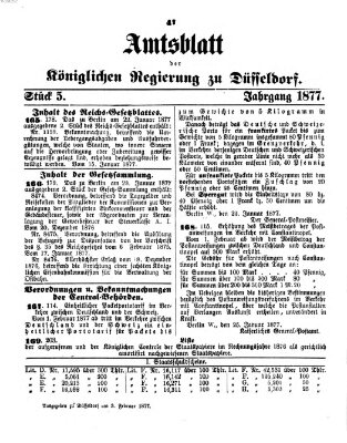 Amtsblatt für den Regierungsbezirk Düsseldorf Samstag 3. Februar 1877