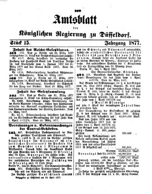 Amtsblatt für den Regierungsbezirk Düsseldorf Samstag 14. April 1877