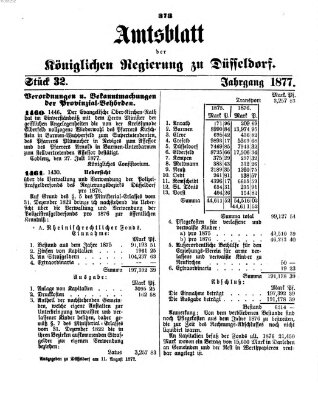 Amtsblatt für den Regierungsbezirk Düsseldorf Samstag 11. August 1877