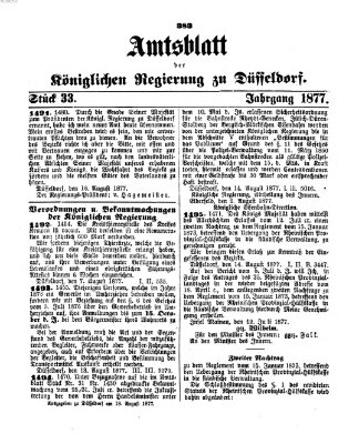 Amtsblatt für den Regierungsbezirk Düsseldorf Samstag 18. August 1877