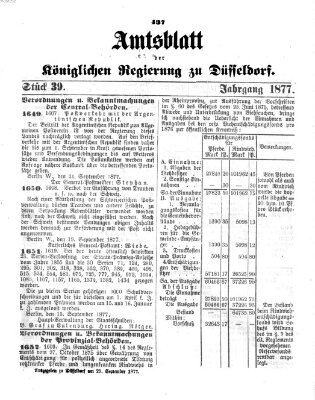 Amtsblatt für den Regierungsbezirk Düsseldorf Samstag 29. September 1877