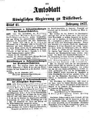 Amtsblatt für den Regierungsbezirk Düsseldorf Samstag 13. Oktober 1877