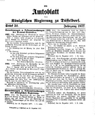 Amtsblatt für den Regierungsbezirk Düsseldorf Samstag 29. Dezember 1877