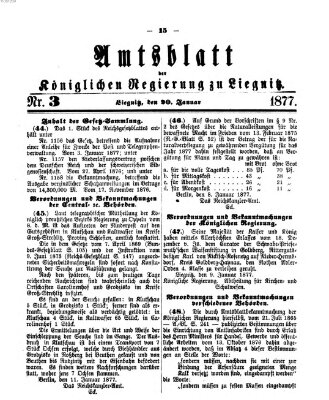 Amts-Blatt der Preußischen Regierung zu Liegnitz Samstag 20. Januar 1877