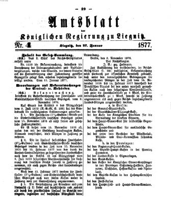 Amts-Blatt der Preußischen Regierung zu Liegnitz Samstag 27. Januar 1877