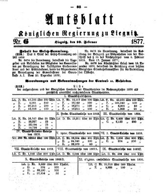 Amts-Blatt der Preußischen Regierung zu Liegnitz Samstag 10. Februar 1877