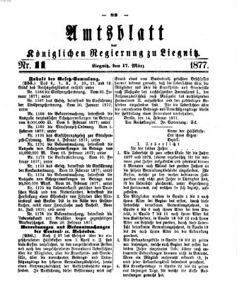 Amts-Blatt der Preußischen Regierung zu Liegnitz Samstag 17. März 1877