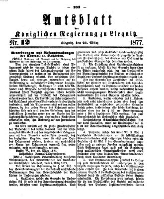 Amts-Blatt der Preußischen Regierung zu Liegnitz Samstag 24. März 1877