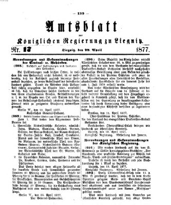 Amts-Blatt der Preußischen Regierung zu Liegnitz Samstag 28. April 1877