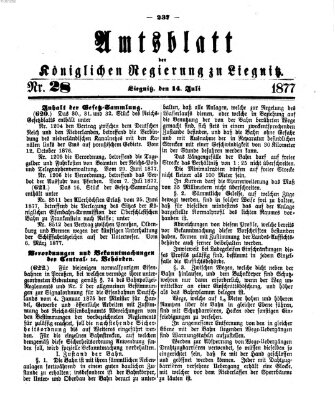 Amts-Blatt der Preußischen Regierung zu Liegnitz Samstag 14. Juli 1877