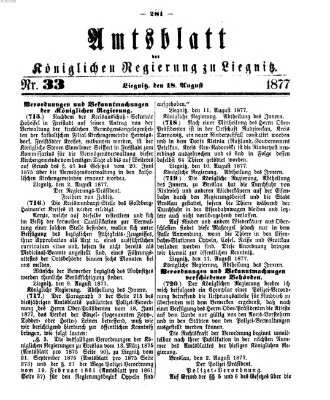 Amts-Blatt der Preußischen Regierung zu Liegnitz Samstag 18. August 1877