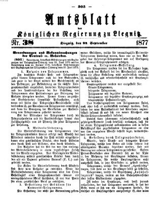 Amts-Blatt der Preußischen Regierung zu Liegnitz Samstag 22. September 1877