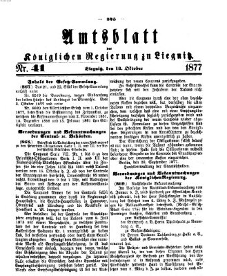 Amts-Blatt der Preußischen Regierung zu Liegnitz Samstag 13. Oktober 1877