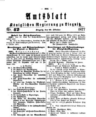 Amts-Blatt der Preußischen Regierung zu Liegnitz Samstag 20. Oktober 1877