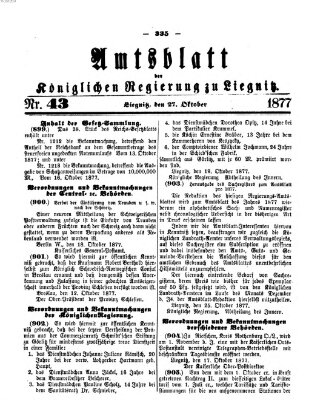 Amts-Blatt der Preußischen Regierung zu Liegnitz Samstag 27. Oktober 1877