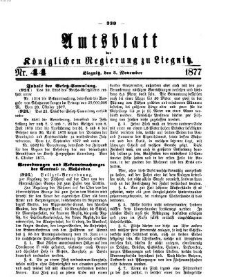 Amts-Blatt der Preußischen Regierung zu Liegnitz Montag 5. November 1877