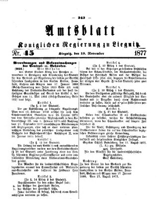 Amts-Blatt der Preußischen Regierung zu Liegnitz Samstag 10. November 1877