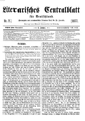 Literarisches Zentralblatt für Deutschland Samstag 6. Januar 1877