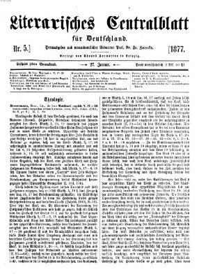 Literarisches Zentralblatt für Deutschland Samstag 27. Januar 1877