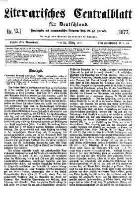 Literarisches Zentralblatt für Deutschland Samstag 24. März 1877