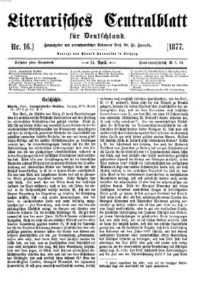 Literarisches Zentralblatt für Deutschland Samstag 14. April 1877