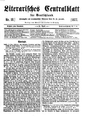 Literarisches Zentralblatt für Deutschland Samstag 28. April 1877