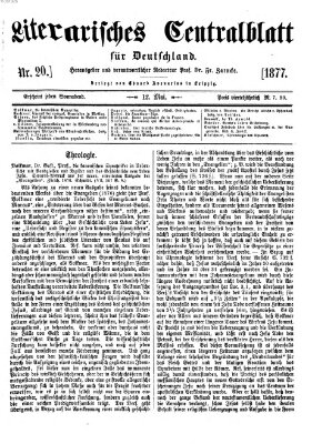 Literarisches Zentralblatt für Deutschland Samstag 12. Mai 1877