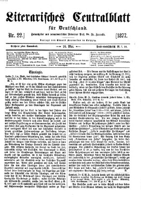 Literarisches Zentralblatt für Deutschland Samstag 26. Mai 1877