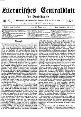 Literarisches Zentralblatt für Deutschland Samstag 16. Juni 1877