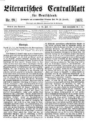 Literarisches Zentralblatt für Deutschland Samstag 14. Juli 1877