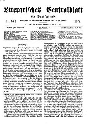 Literarisches Zentralblatt für Deutschland Samstag 18. August 1877