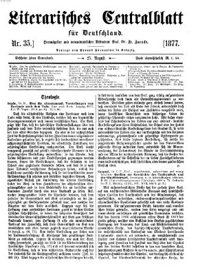 Literarisches Zentralblatt für Deutschland Samstag 25. August 1877