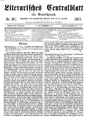 Literarisches Zentralblatt für Deutschland Samstag 29. September 1877