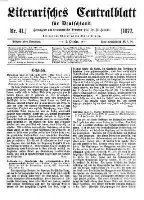 Literarisches Zentralblatt für Deutschland Samstag 6. Oktober 1877