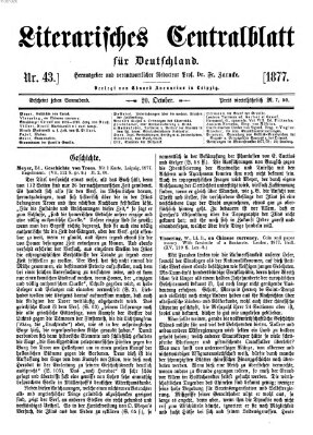 Literarisches Zentralblatt für Deutschland Samstag 20. Oktober 1877