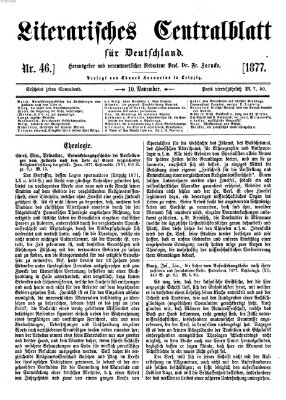 Literarisches Zentralblatt für Deutschland Samstag 10. November 1877